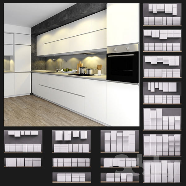 دانلود مدل آماده ست کامل آشپزخانه مدرن و کابینت 